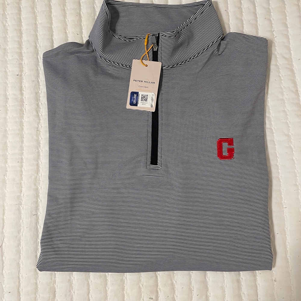 Peter Millar Georgia UGA G Perth Stripe Performance Quarter-Zip Medium NWT $175